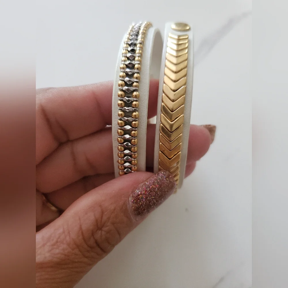 Stella & Dot Gilded Path Leather Wrap Bracelet